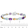 Thumbnail Image 3 of Multi-Gemstone Link Bracelet in Sterling Silver - 7.5"