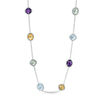 Thumbnail Image 1 of Oval and Cushion-Cut Multi-Gemstone Rope Frame Station Necklace in Sterling Silver