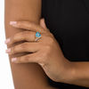 Thumbnail Image 2 of 10.0mm Trillion-Cut Swiss Blue Topaz and 1/10 CT. T.W. Diamond Double Chevron Split Shank Ring in 10K Gold