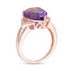 Thumbnail Image 3 of Pear-Shaped Amethyst and 1/20 CT. T.W. Diamond Chevron Collar Split Shank Ring in 10K Rose Gold