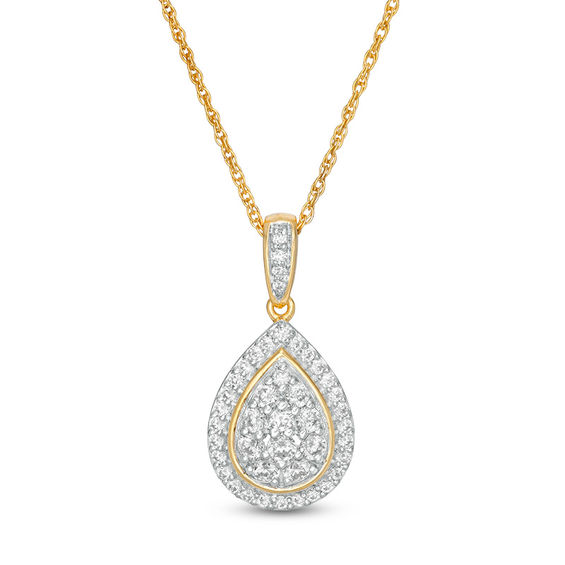 1/2 CT. T.W. Composite Diamond TeardropShaped Frame Pendant in 10K