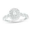 Thumbnail Image 1 of 3/8 CT. T.W. Emerald-Cut Diamond Double Frame Art Deco Vintage-Style Engagement Ring in 10K White Gold