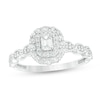 Thumbnail Image 0 of 3/8 CT. T.W. Emerald-Cut Diamond Double Frame Art Deco Vintage-Style Engagement Ring in 10K White Gold