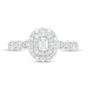 Thumbnail Image 4 of 3/8 CT. T.W. Emerald-Cut Diamond Double Frame Art Deco Vintage-Style Engagement Ring in 10K White Gold