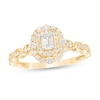 Thumbnail Image 1 of 3/8 CT. T.W. Emerald-Cut Diamond Double Frame Art Deco Vintage-Style Engagement Ring in 10K Gold
