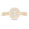 Thumbnail Image 4 of 3/8 CT. T.W. Emerald-Cut Diamond Double Frame Art Deco Vintage-Style Engagement Ring in 10K Gold