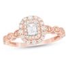 Thumbnail Image 1 of 3/8 CT. T.W. Emerald-Cut Diamond Double Frame Art Deco Vintage-Style Engagement Ring in 10K Rose Gold