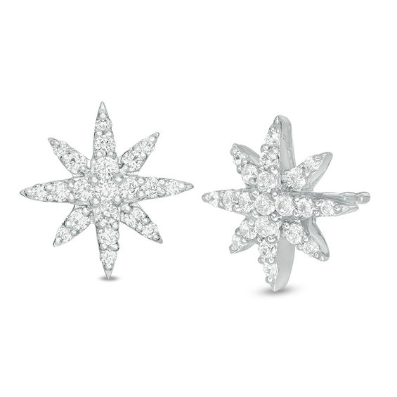 1/3 CT. T.W. Diamond Starburst Stud Earrings in Sterling Silver | Zales