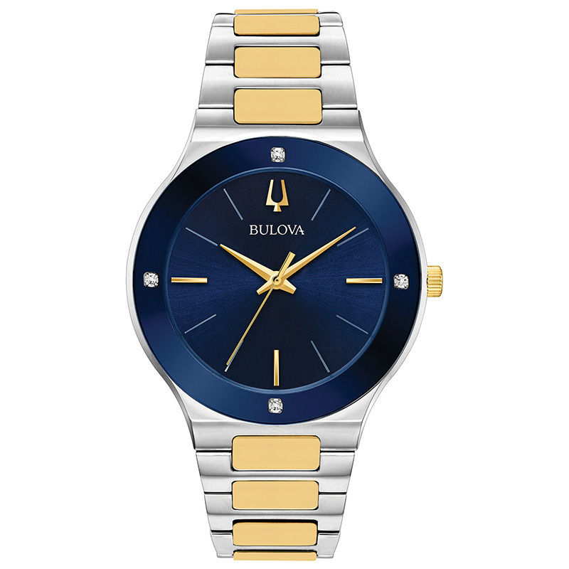 Men's Bulova Futuro Millenia Diamond Accent Two-Tone Watch with Blue Dial (Model: 98E117)