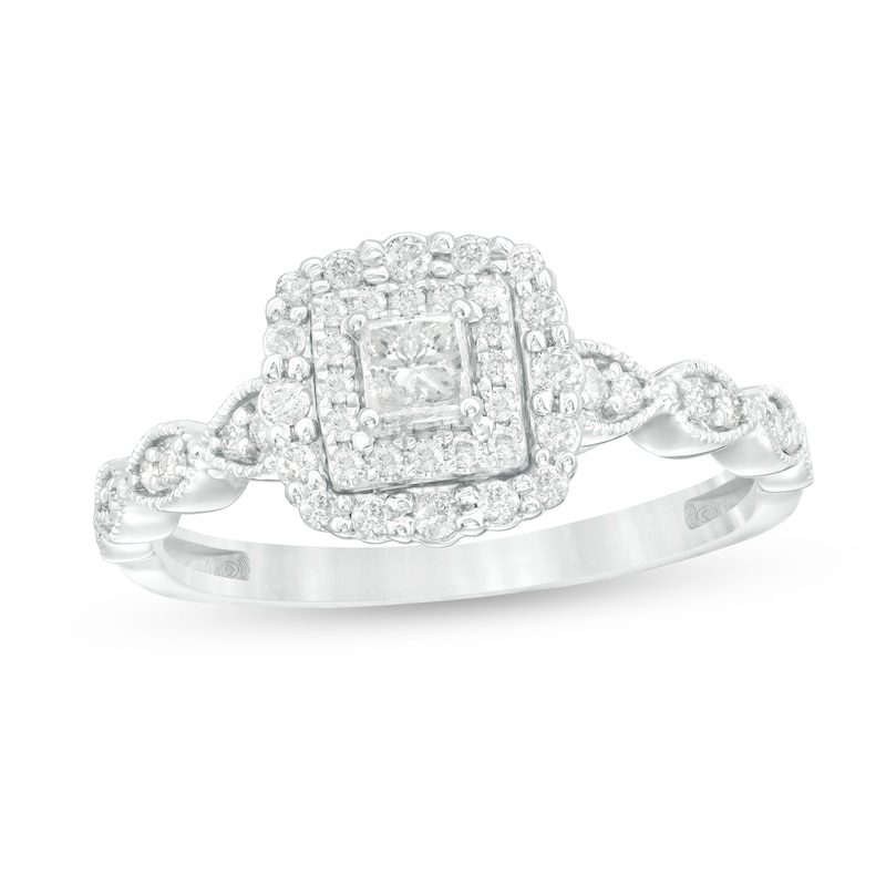 3 Baguette Mini Point Diamond Art Deco Engagement Ring