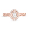 3/8 CT. T.W. Oval Diamond Double Frame Art Deco Vintage-Style Engagement Ring in 10K Rose Gold