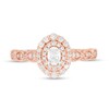 Thumbnail Image 3 of 3/8 CT. T.W. Oval Diamond Double Frame Art Deco Vintage-Style Engagement Ring in 10K Rose Gold