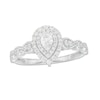Thumbnail Image 1 of 3/8 CT. T.W. Pear-Shaped Diamond Double Frame Art Deco Vintage-Style Engagement Ring in 10K White Gold
