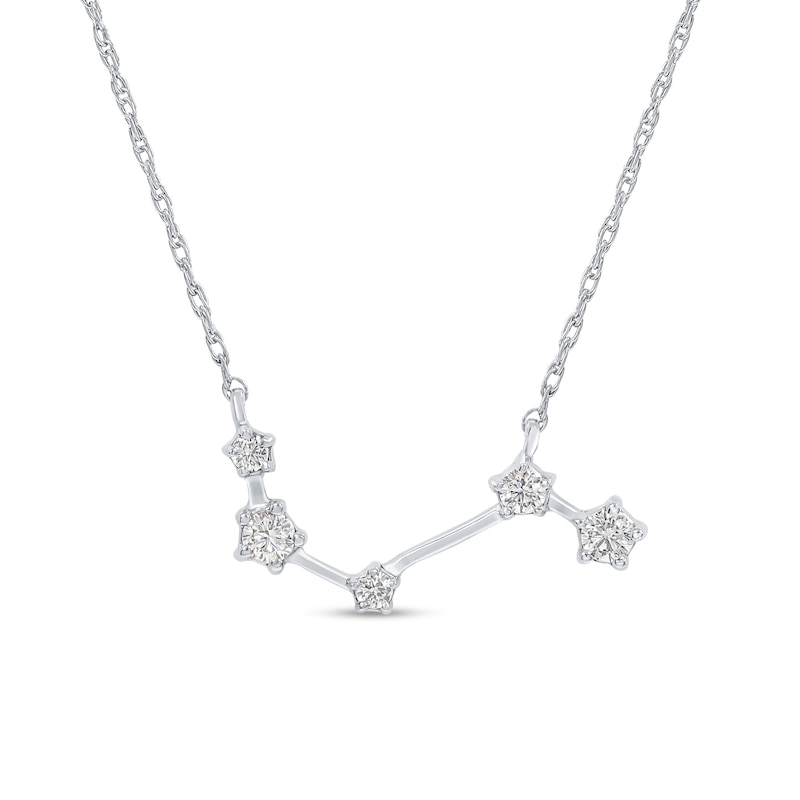 Main Image 1 of 1/5 CT. T.W. Diamond Aries Constellation Necklace in Sterling Silver