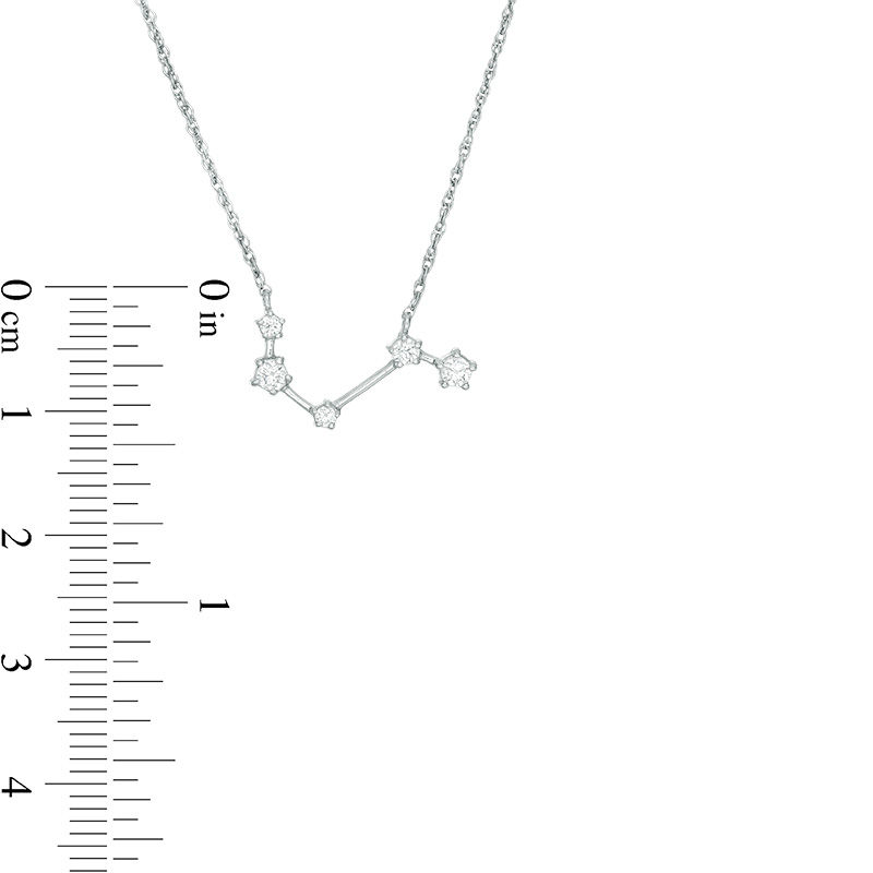 Main Image 3 of 1/5 CT. T.W. Diamond Aries Constellation Necklace in Sterling Silver