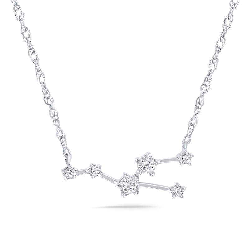 Main Image 1 of 1/5 CT. T.W. Diamond Taurus Constellation Necklace in Sterling Silver