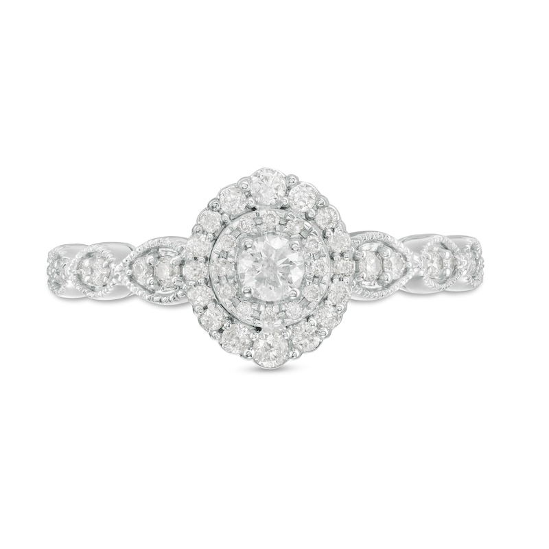 Main Image 4 of 3/8 CT. T.W. Diamond Double Frame Art Deco Vintage-Style Engagement Ring in 10K White Gold
