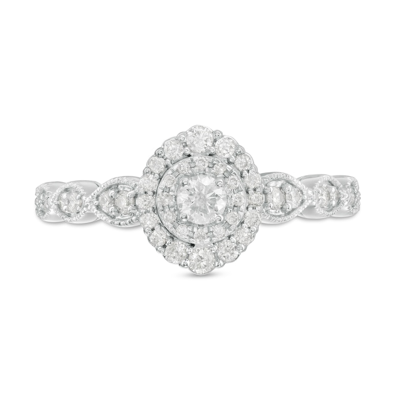 3/8 CT. T.W. Diamond Double Frame Art Deco Vintage-Style Engagement Ring in 10K White Gold