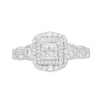 Thumbnail Image 4 of 7/8 CT. T.W. Princess-Cut Diamond Double Frame Art Deco Vintage-Style Engagement Ring in 10K White Gold