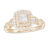 Thumbnail Image 0 of 7/8 CT. T.W. Princess-Cut Diamond Double Frame Art Deco Vintage-Style Engagement Ring in 10K Gold