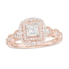 Thumbnail Image 1 of 7/8 CT. T.W. Princess-Cut Diamond Double Frame Art Deco Vintage-Style Engagement Ring in 10K Rose Gold