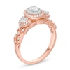 Thumbnail Image 3 of 3/4 CT. T.W. Oval Diamond Past Present Future® Double Frame Vintage-Style Engagement Ring in 10K Rose Gold - Size 7