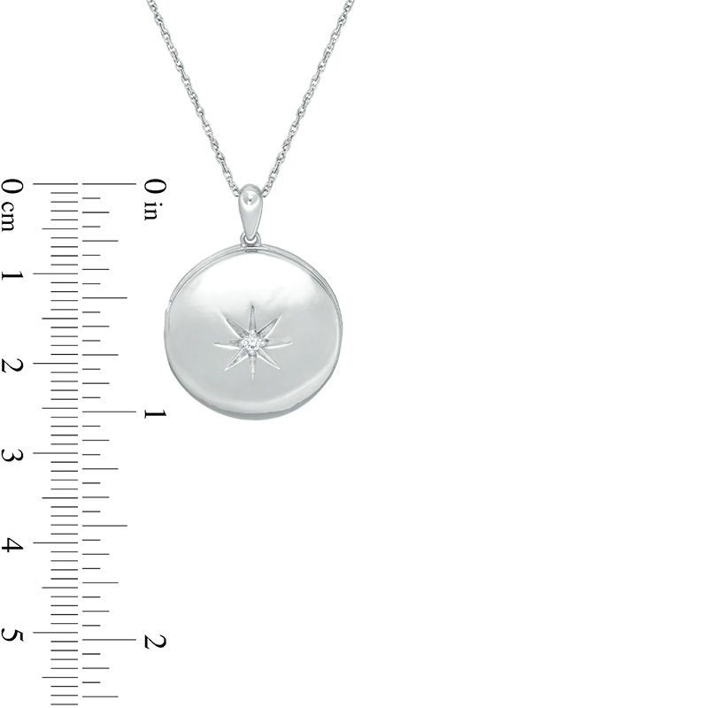 Diamond Accent Sunburst Locket in Sterling Silver