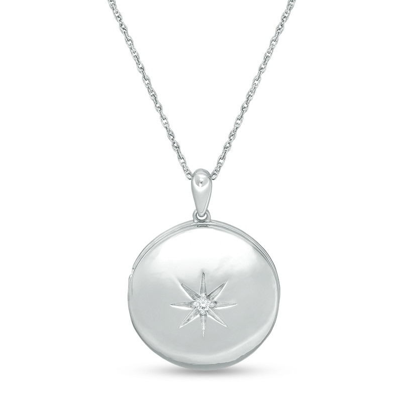Main Image 1 of Diamond Accent Sunburst Locket in Sterling Silver