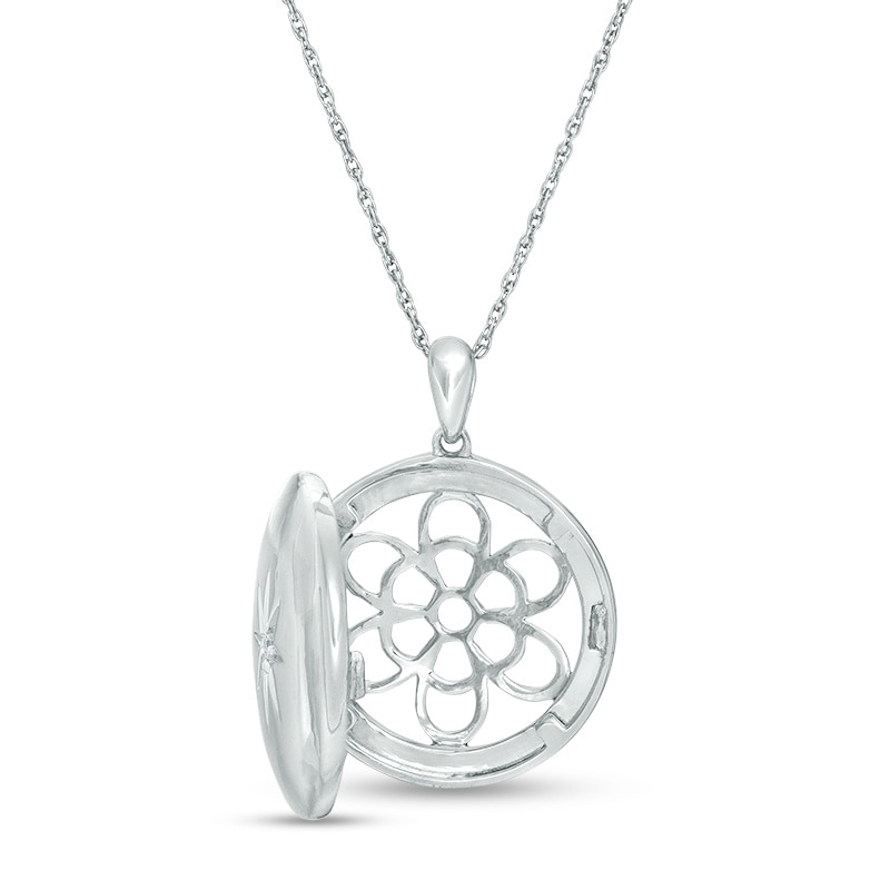 Main Image 3 of Diamond Accent Sunburst Locket in Sterling Silver