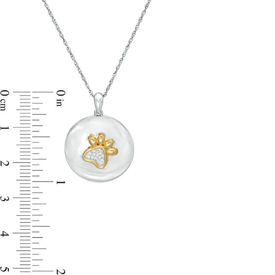 1/20 CT. T.W Composite Diamond Round Paw Print Locket in Sterling Silver and 10K Gold