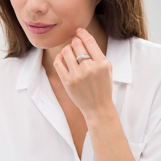 1/2 CT. T.w. Diamond Crossover Ring in 10K White Gold