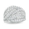 Thumbnail Image 1 of 2 CT. T.W. Baguette and Round Diamond Multi-Row Wave Ring in 10K White Gold