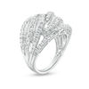 Thumbnail Image 2 of 2 CT. T.W. Baguette and Round Diamond Multi-Row Wave Ring in 10K White Gold