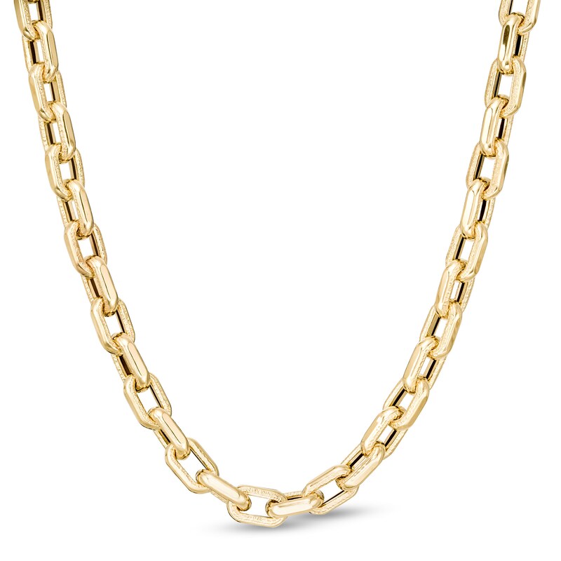 Main Image 1 of Made in Italy Men's 5.1mm Textured Cable Chain Necklace in 10K Gold - 22"