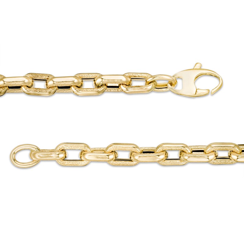 Main Image 3 of Made in Italy Men's 5.1mm Textured Cable Chain Necklace in 10K Gold - 22"
