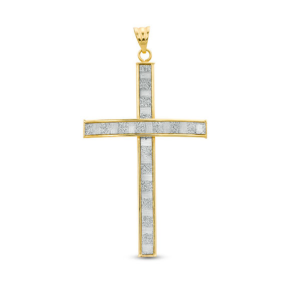 Made in Italy PavÃ© Glitter Enamel Cross Necklace Charm in 14K Gold