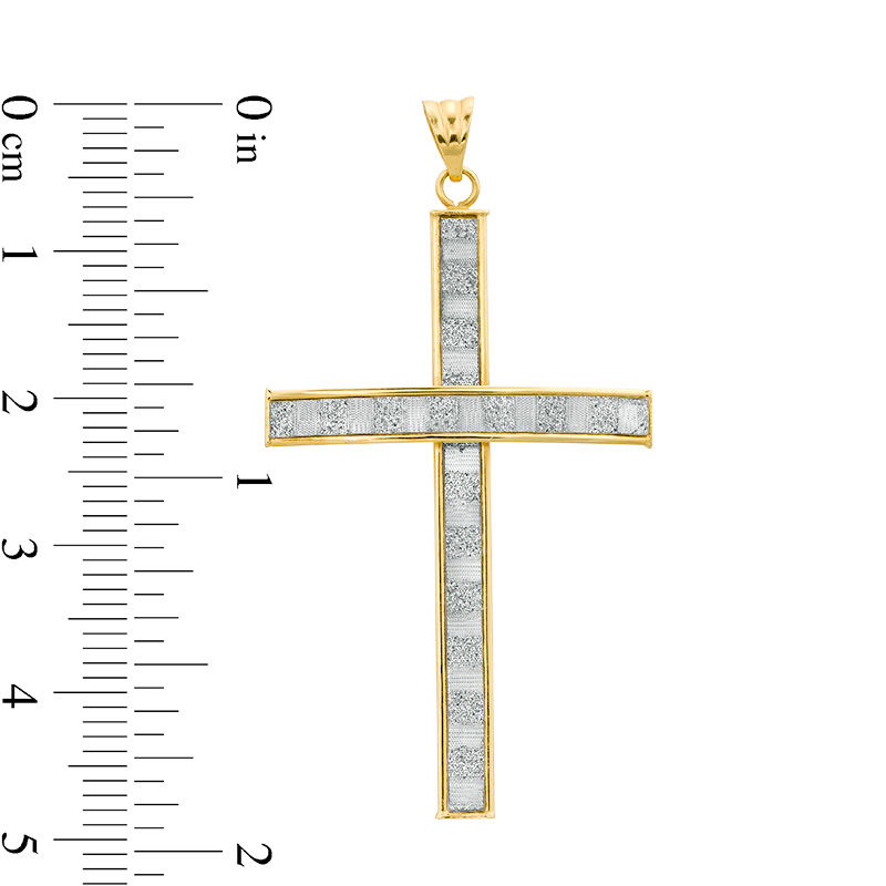 Main Image 2 of Made in Italy Pavé Glitter Enamel Cross Necklace Charm in 14K Gold