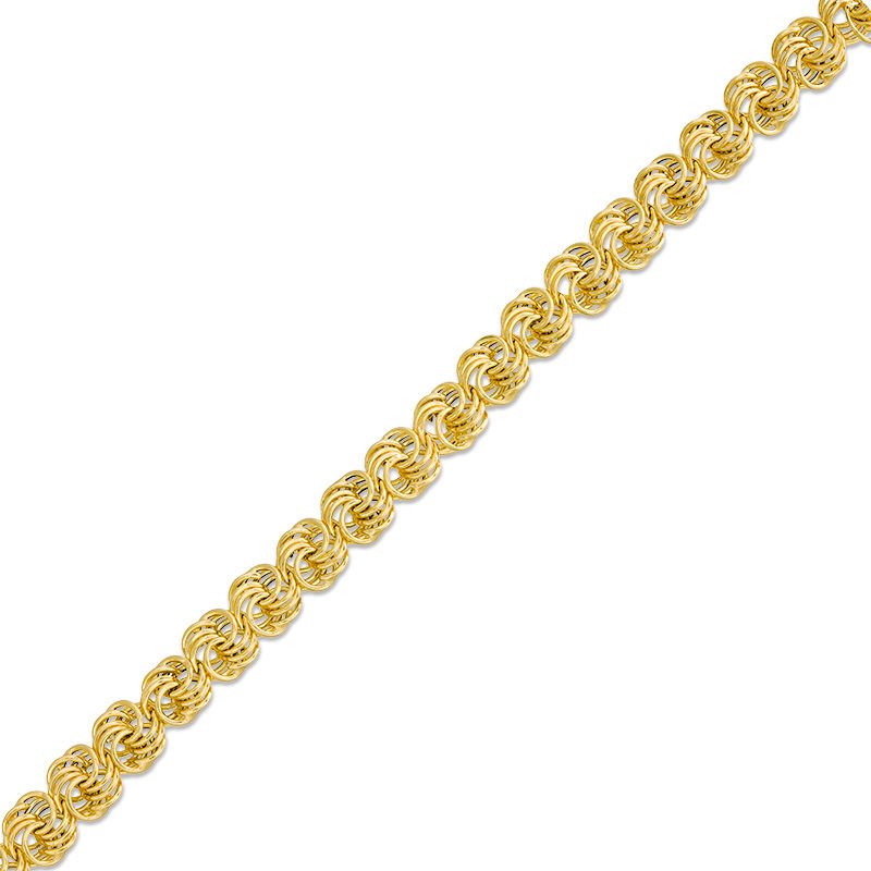 Main Image 1 of Made in Italy 070 Gauge Rosetta Chain Bracelet in 14K Gold - 7.5"