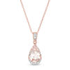 Thumbnail Image 1 of Pear-Shaped Morganite and Diamond Accent Drop Pendant in 10K Rose Gold