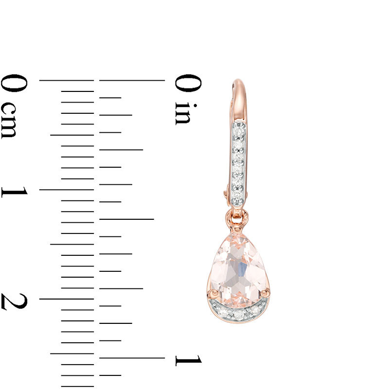 Pear-Shaped Morganite and 1/20 CT. T.W. Diamond Drop Earrings in 10K Rose Gold