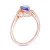 Thumbnail Image 3 of Pear-Shaped Tanzanite and 1/10 CT. T.W. Diamond Tri-Sides Bypass Ring in 10K Rose Gold
