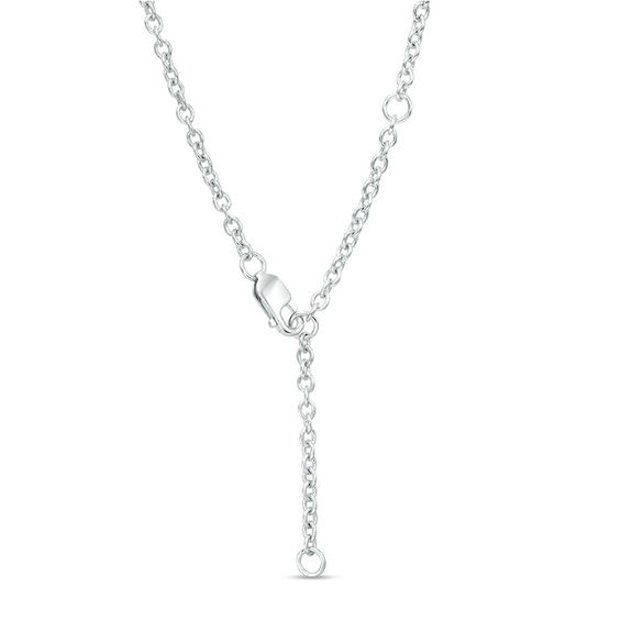 Lab-Created Blue and White Sapphire Frame Chain Link Necklace in Sterling Silver - 16"