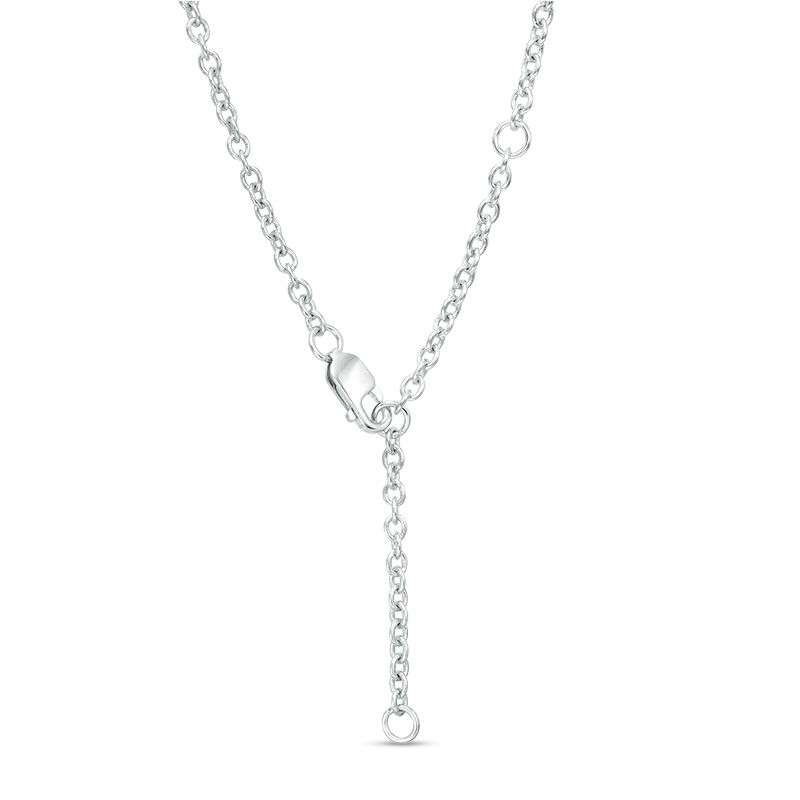 Lab-Created Blue and White Sapphire Frame Chain Link Necklace in Sterling Silver - 16"