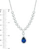 Thumbnail Image 3 of Lab-Created Blue and White Sapphire Frame Chain Link Necklace in Sterling Silver - 16"