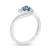 Thumbnail Image 3 of Blue Sapphire and 1/20 CT. T.W. Diamond Swirl Bypass Ring in 10K White Gold