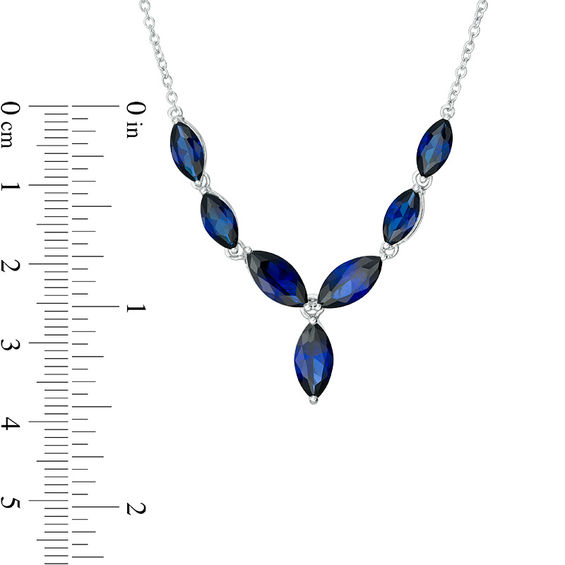 Marquise Lab-Created Blue Sapphire Necklace in Sterling Silver