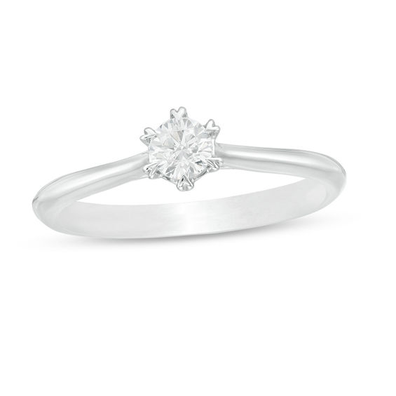 1/3 CT. T.w. Diamond Solitaire with Heart Prongs Engagement Ring in 14K Two-Tone Gold