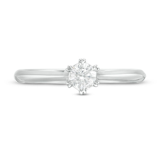 1/3 CT. T.w. Diamond Solitaire with Heart Prongs Engagement Ring in 14K Two-Tone Gold
