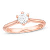Thumbnail Image 0 of 1/2 CT. T.W. Diamond Solitaire with Heart Prongs Engagement Ring in 14K Rose Gold