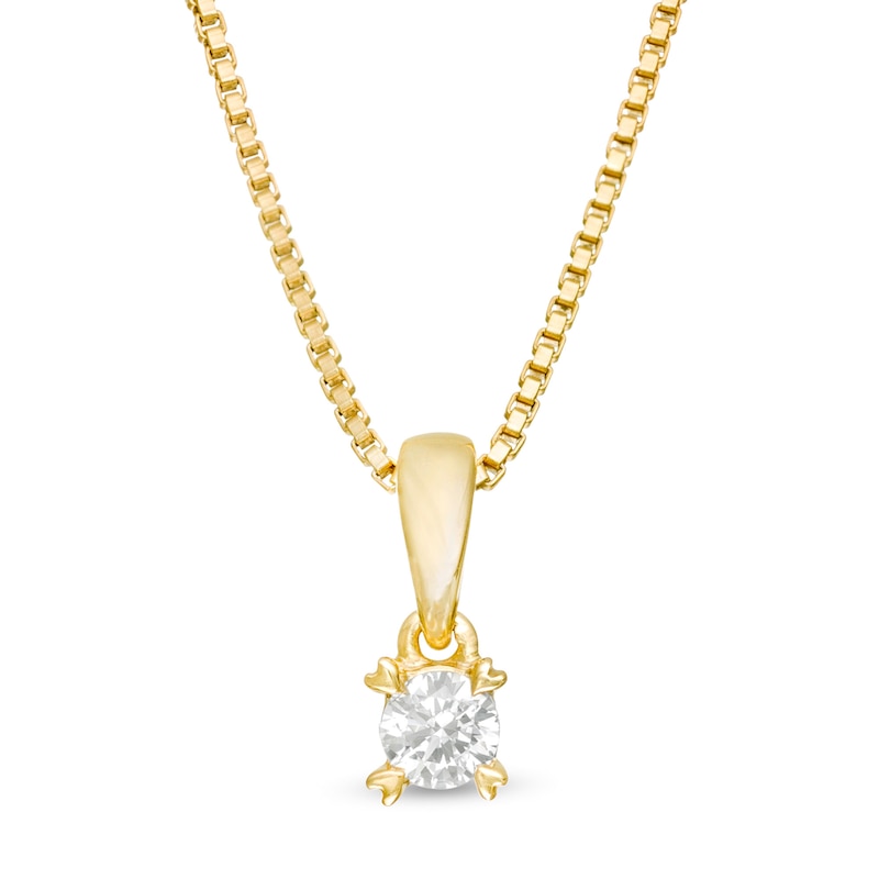 1/10 CT. T.W. Diamond Solitaire with Heart Prongs Pendant in 10K Gold